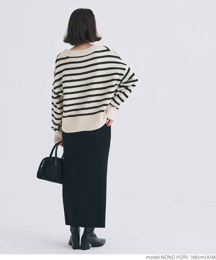 コカ coca ふあふあヤク風リブ襟Vネックニット