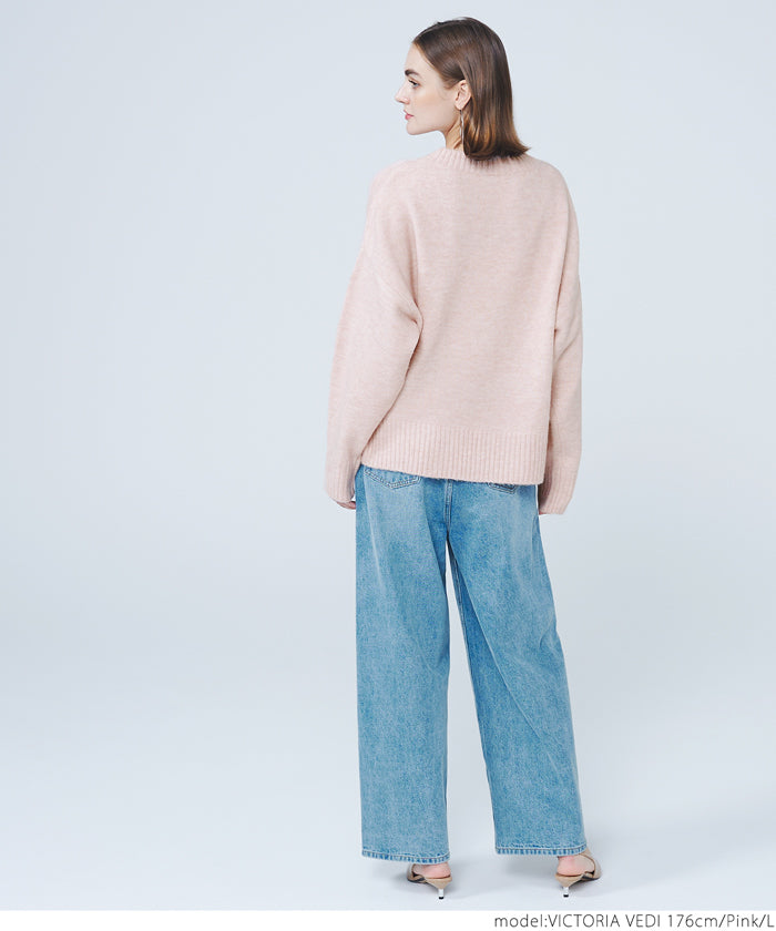 コカ coca ふあふあヤク風リブ襟Vネックニット