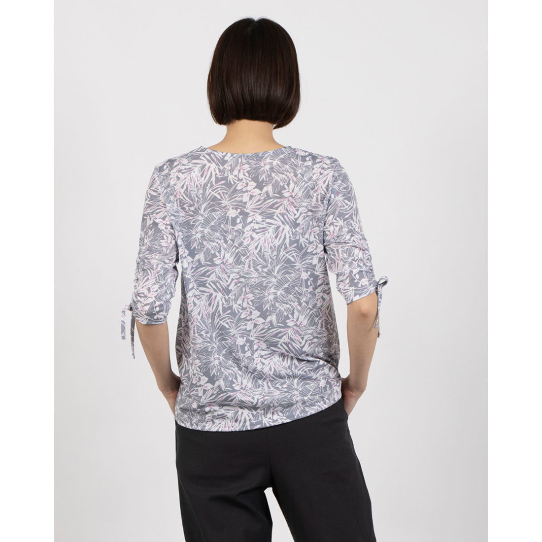 コケットコレクション COKETT COLLECTION 葉っぱ柄袖シャーリングカットソー