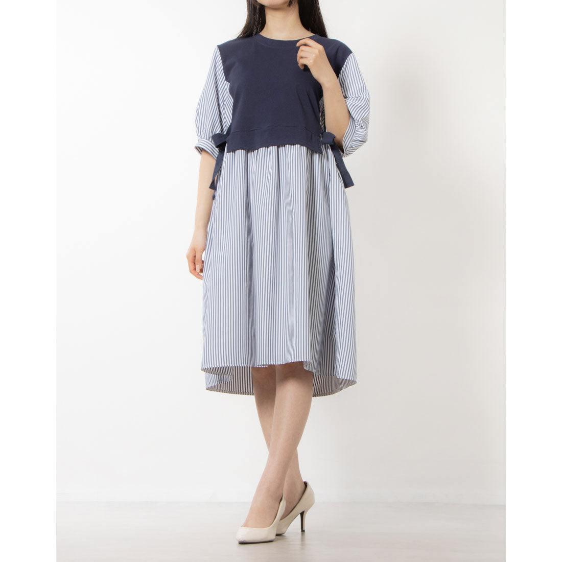 コケットコレクション COKETT COLLECTION 重ね着風ワンピース,ネイビー