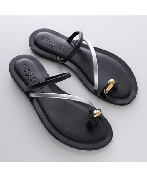 コルソローマ ノーヴェ CORSO ROMA 9 CORSO ROMA 9 サンダル 403-A レザー フラット （NERO-ARGENTO/シルバー） NERO-ARGENTO/シルバー