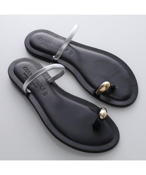 コルソローマ ノーヴェ CORSO ROMA 9 CORSO ROMA 9 サンダル 400-A レザー フラット （NERO-ARGENTO/シルバー） NERO-ARGENTO/シルバー