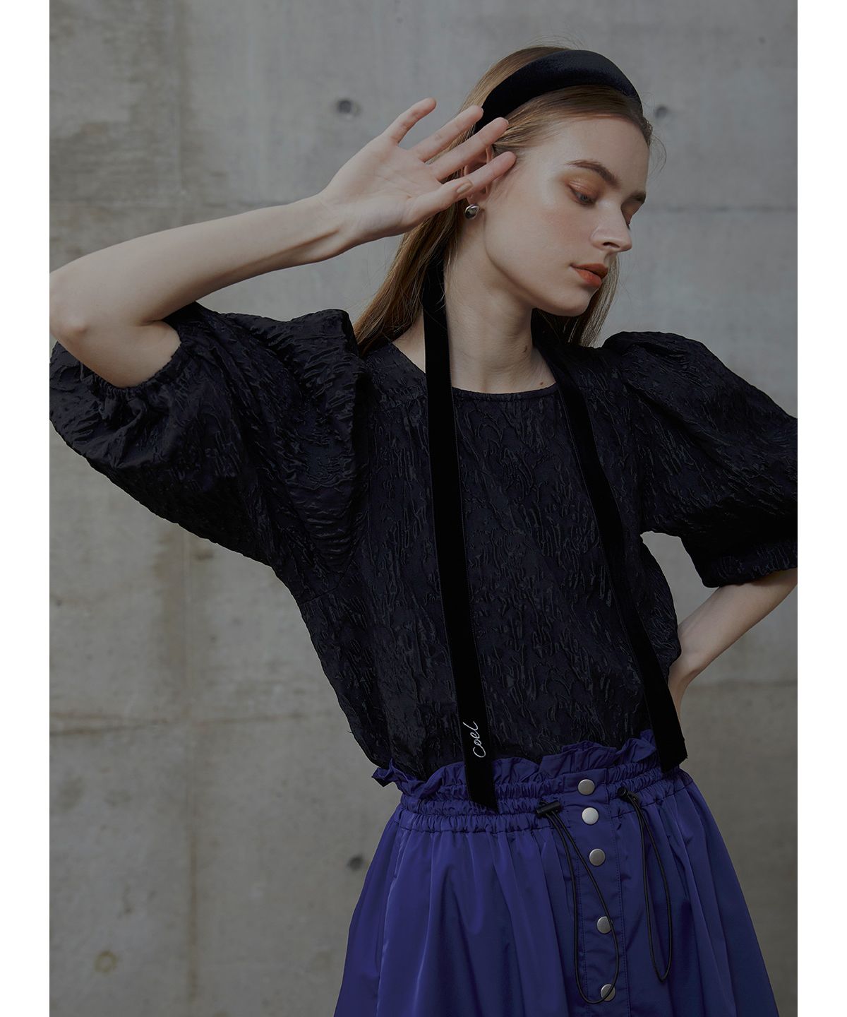 COEL Puffed Jacquard Blouse
