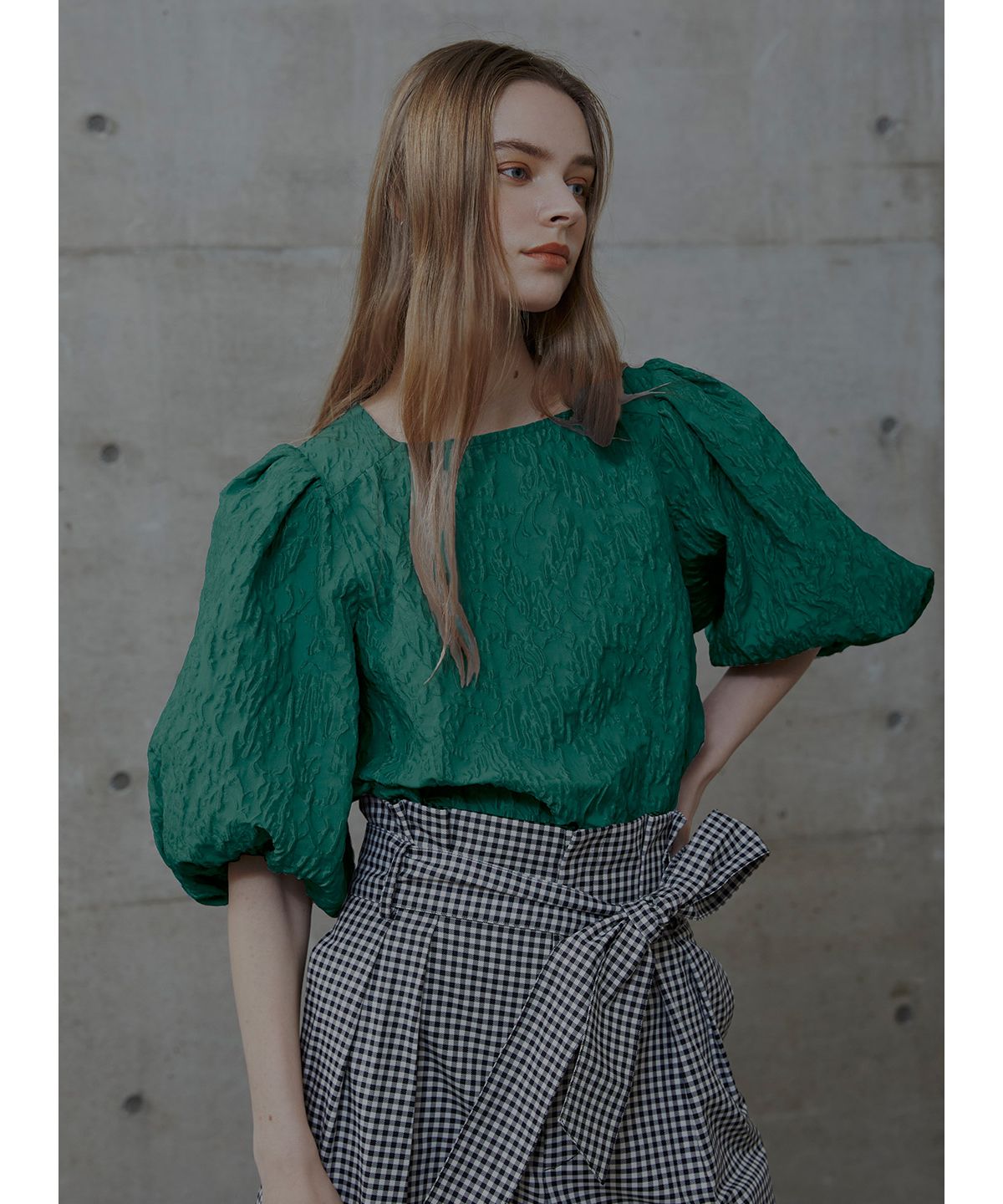 COEL Puffed Jacquard Blouse