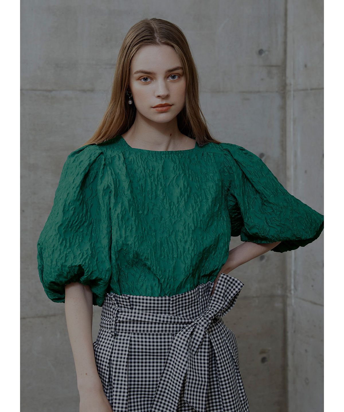 COEL Puffed Jacquard Blouse