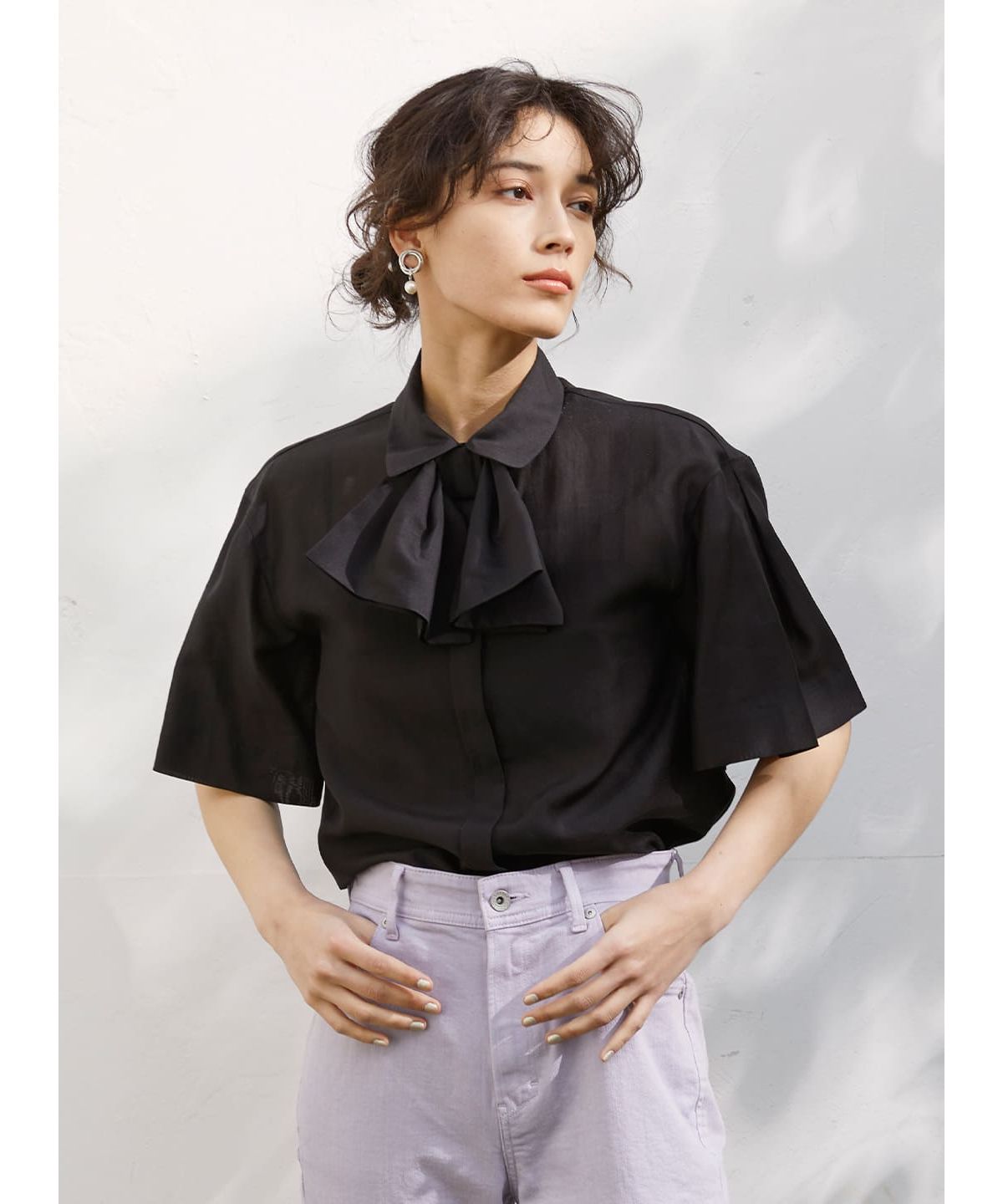 COEL 2WAY Ribbon Sheer Shirt