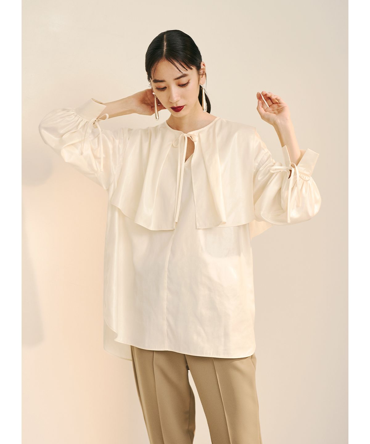 COEL Leather-like Satin Blouse