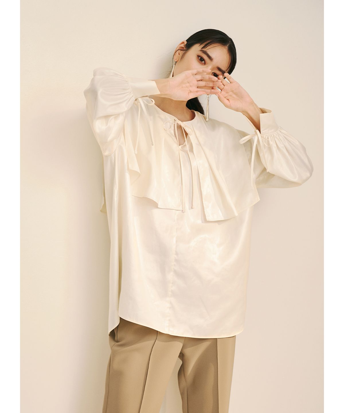 COEL Leather-like Satin Blouse