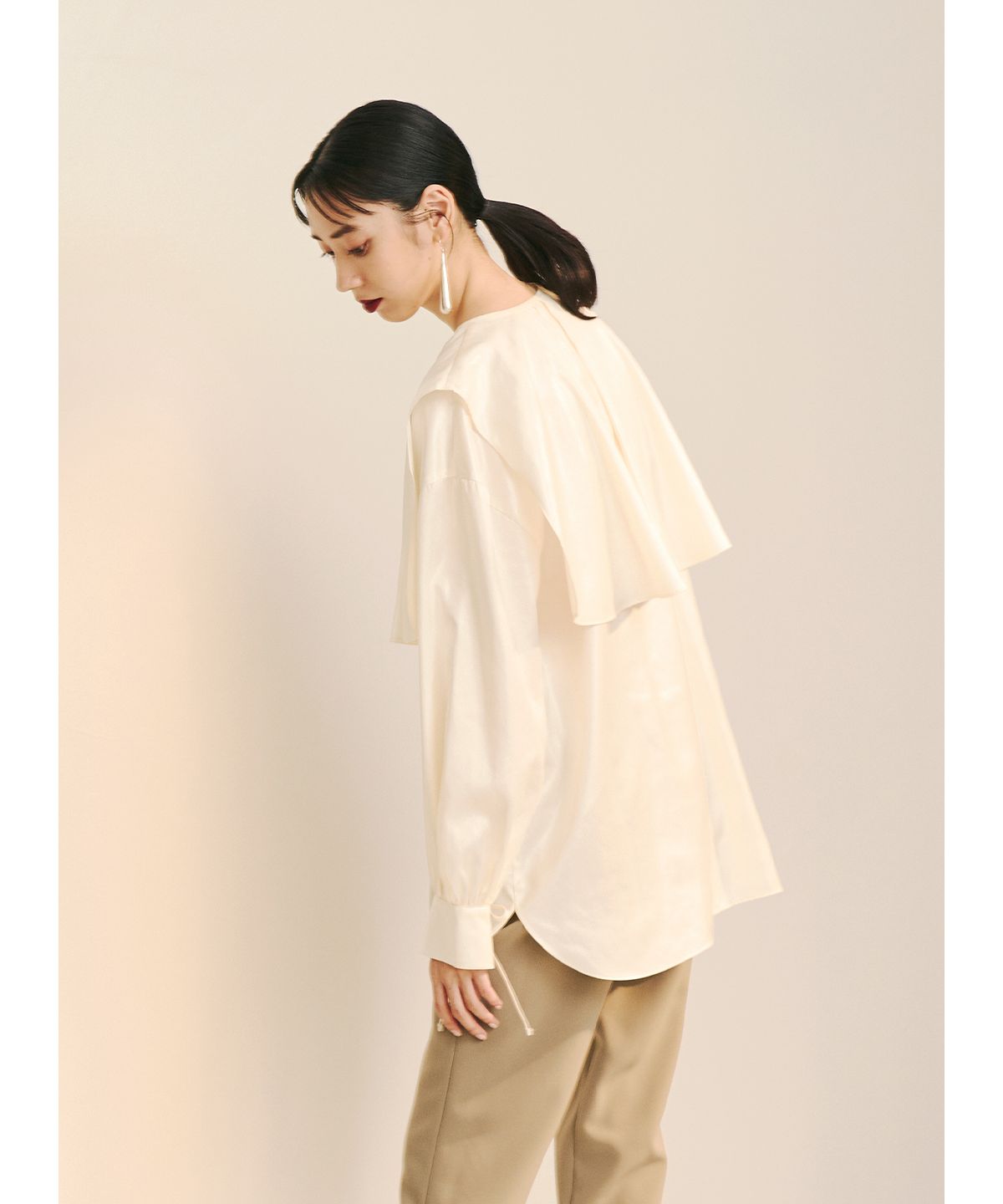 COEL Leather-like Satin Blouse