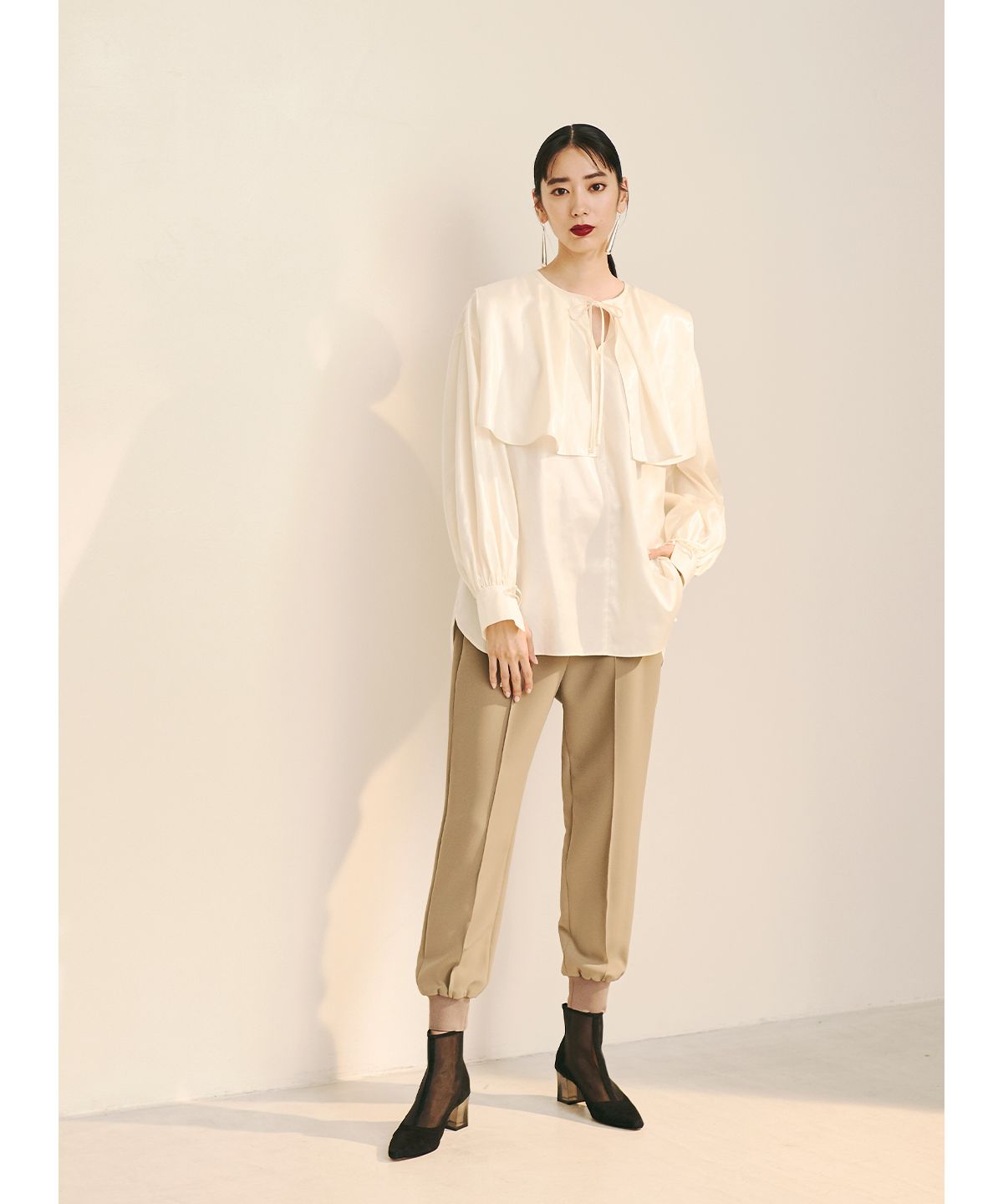 COEL Leather-like Satin Blouse