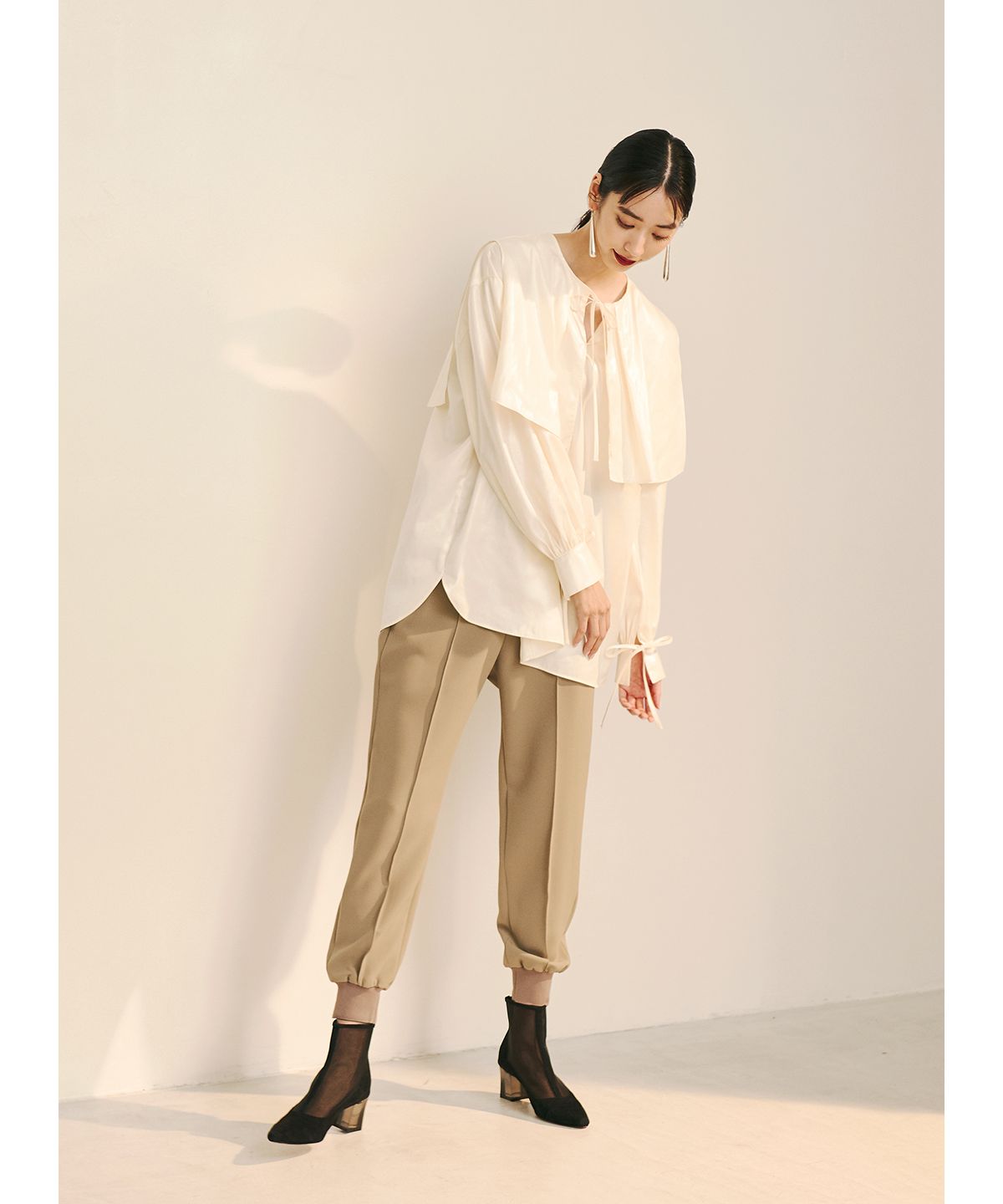 COEL Leather-like Satin Blouse