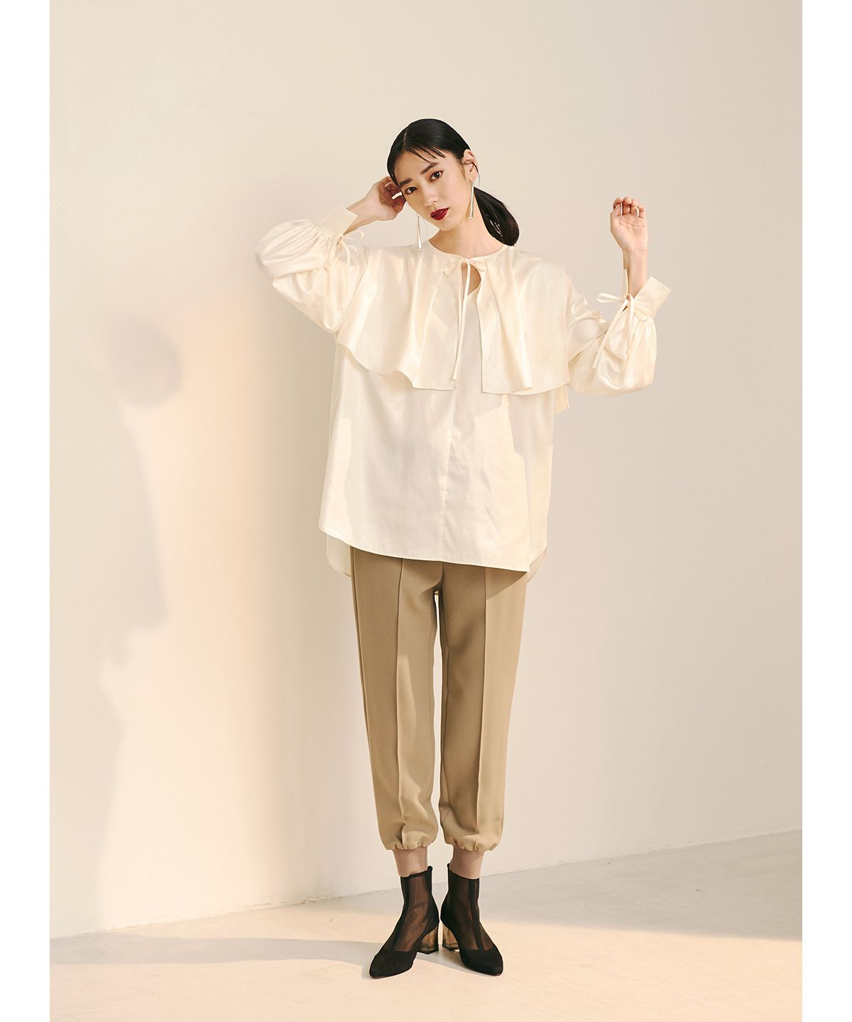 COEL Leather-like Satin Blouse