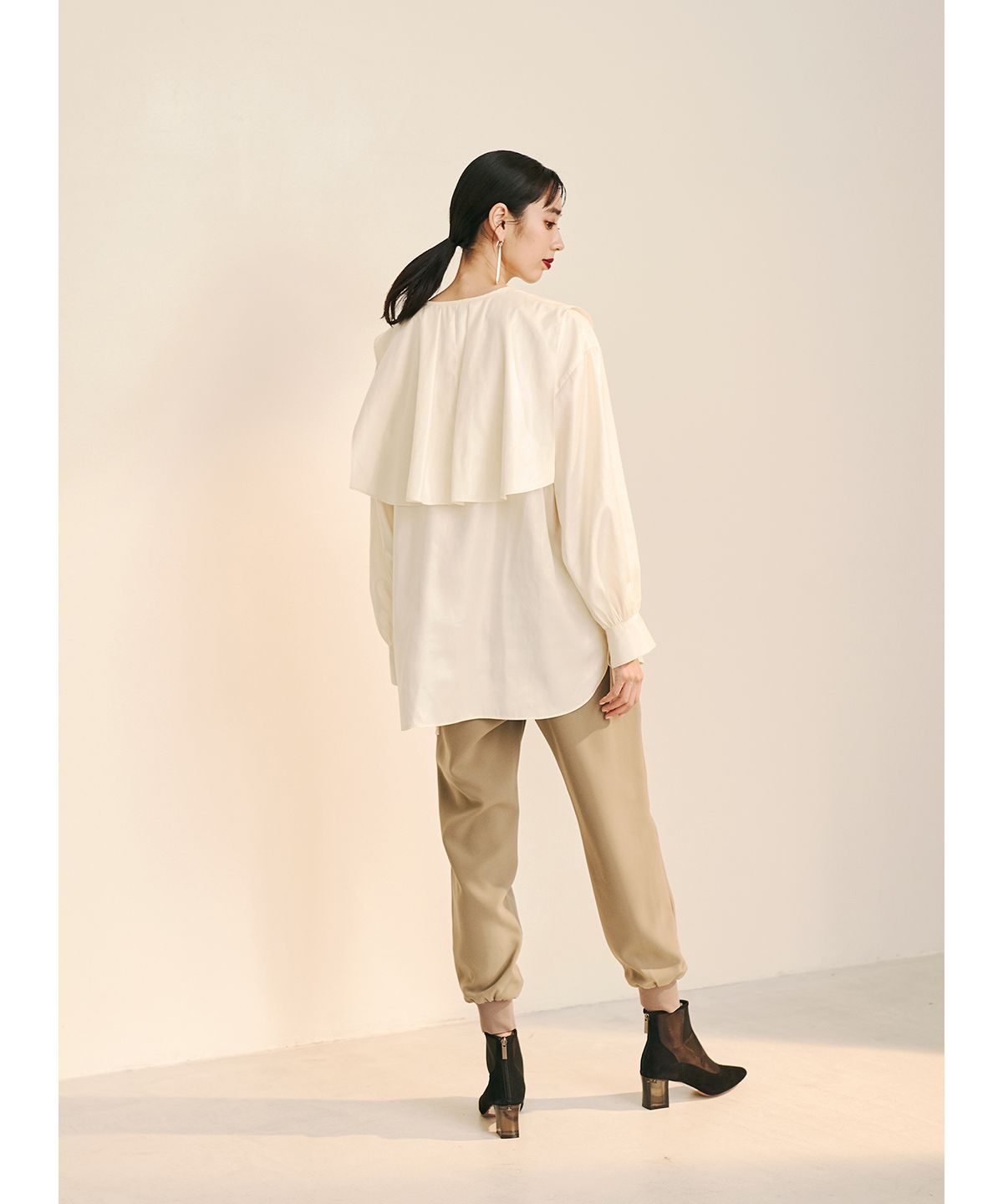 COEL Leather-like Satin Blouse