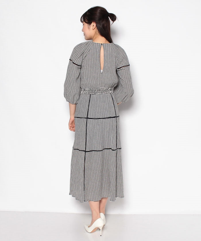 COEL Gingham Check Lace One-Piece Dress
