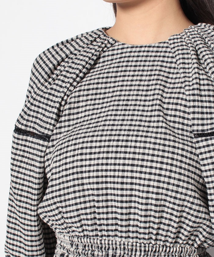 COEL Gingham Check Lace One-Piece Dress