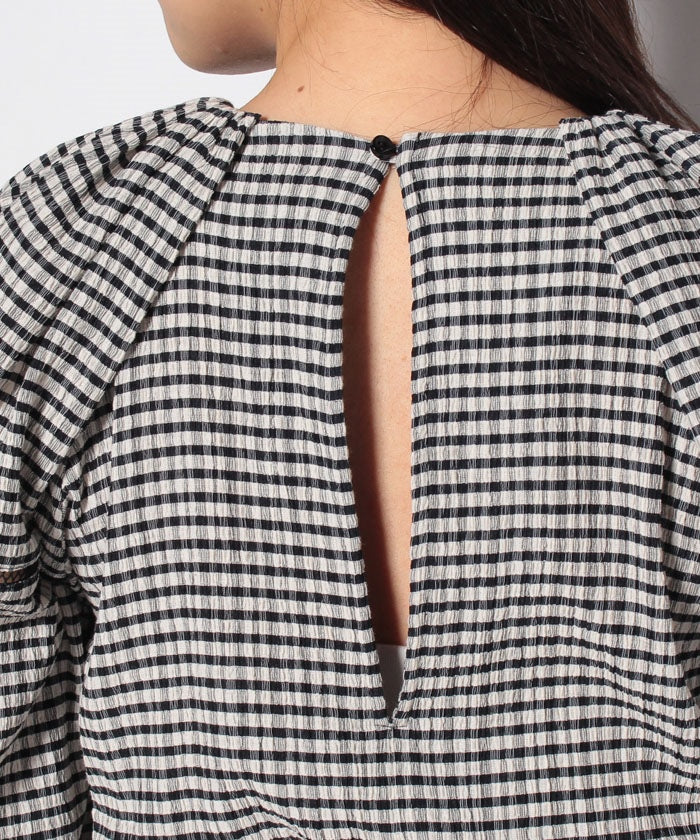 COEL Gingham Check Lace One-Piece Dress