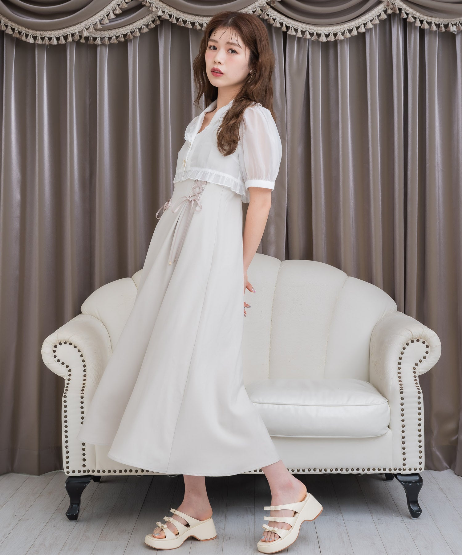 クチュールバイロジータ couture BY ROJITA テーラードシアーブラウス×キャミワンピースセット （ベージュ） ベージュ