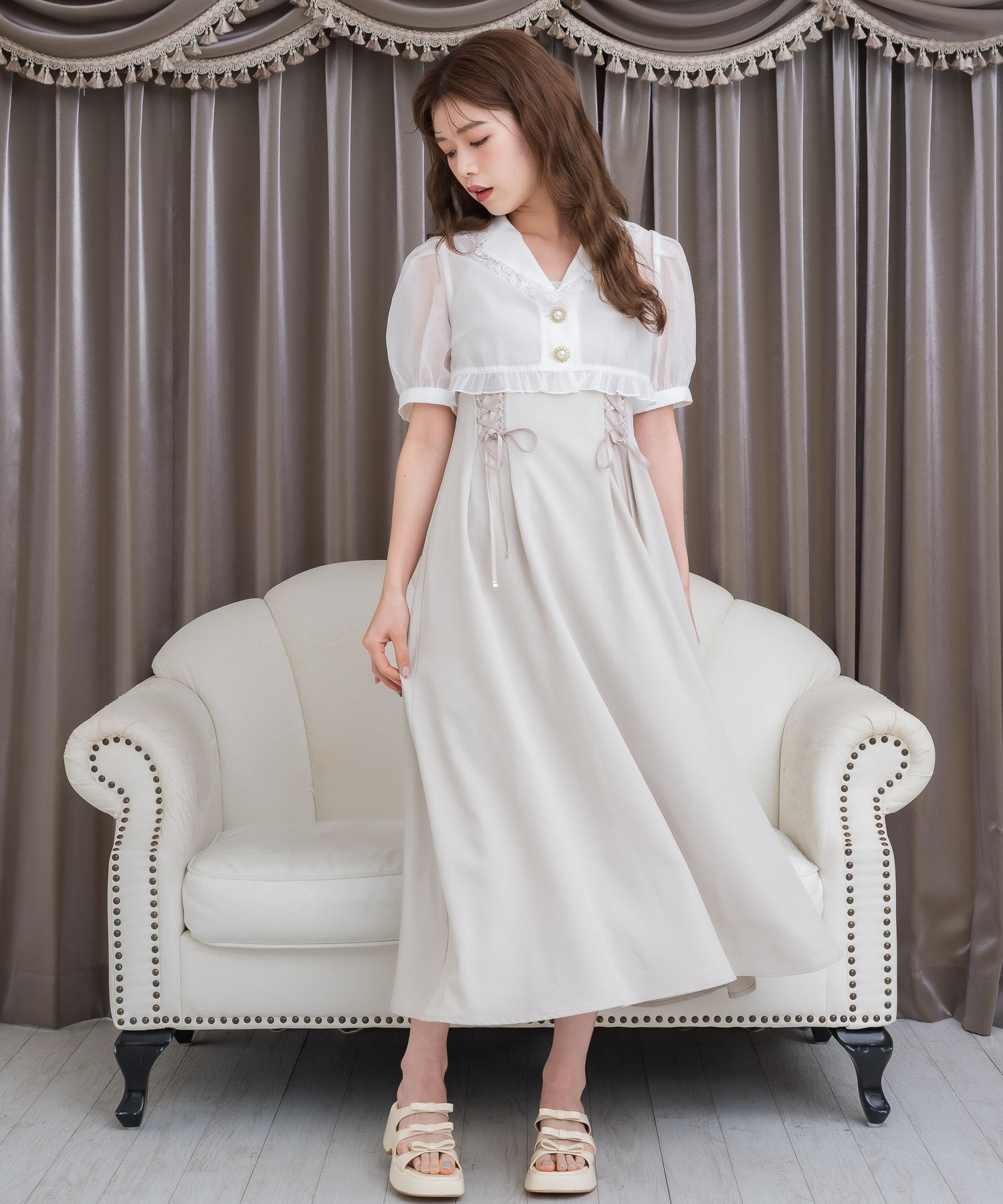 クチュールバイロジータ couture BY ROJITA テーラードシアーブラウス×キャミワンピースセット （ベージュ） ベージュ