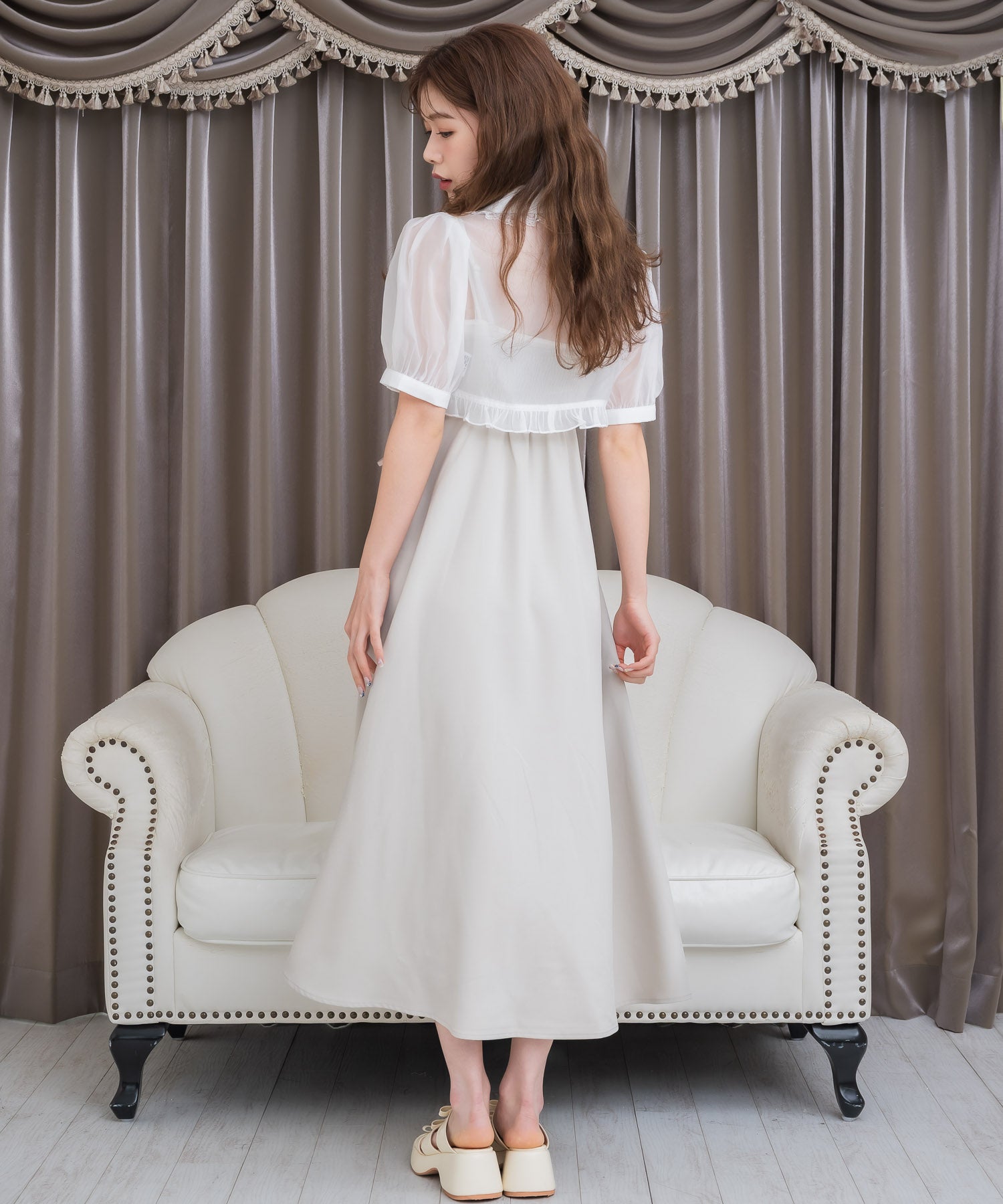クチュールバイロジータ couture BY ROJITA テーラードシアーブラウス×キャミワンピースセット （ベージュ） ベージュ