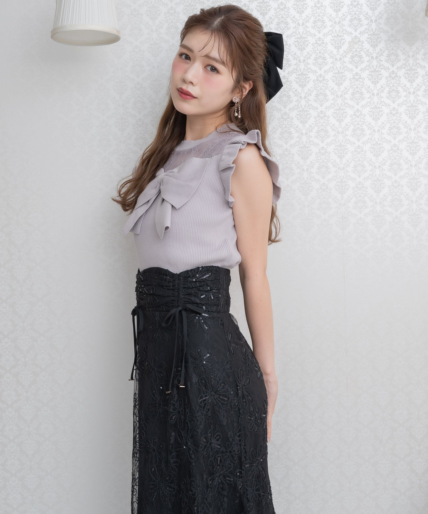 クチュールバイロジータ couture BY ROJITA フラワー刺繍レーシースカート （ブラック） ブラック