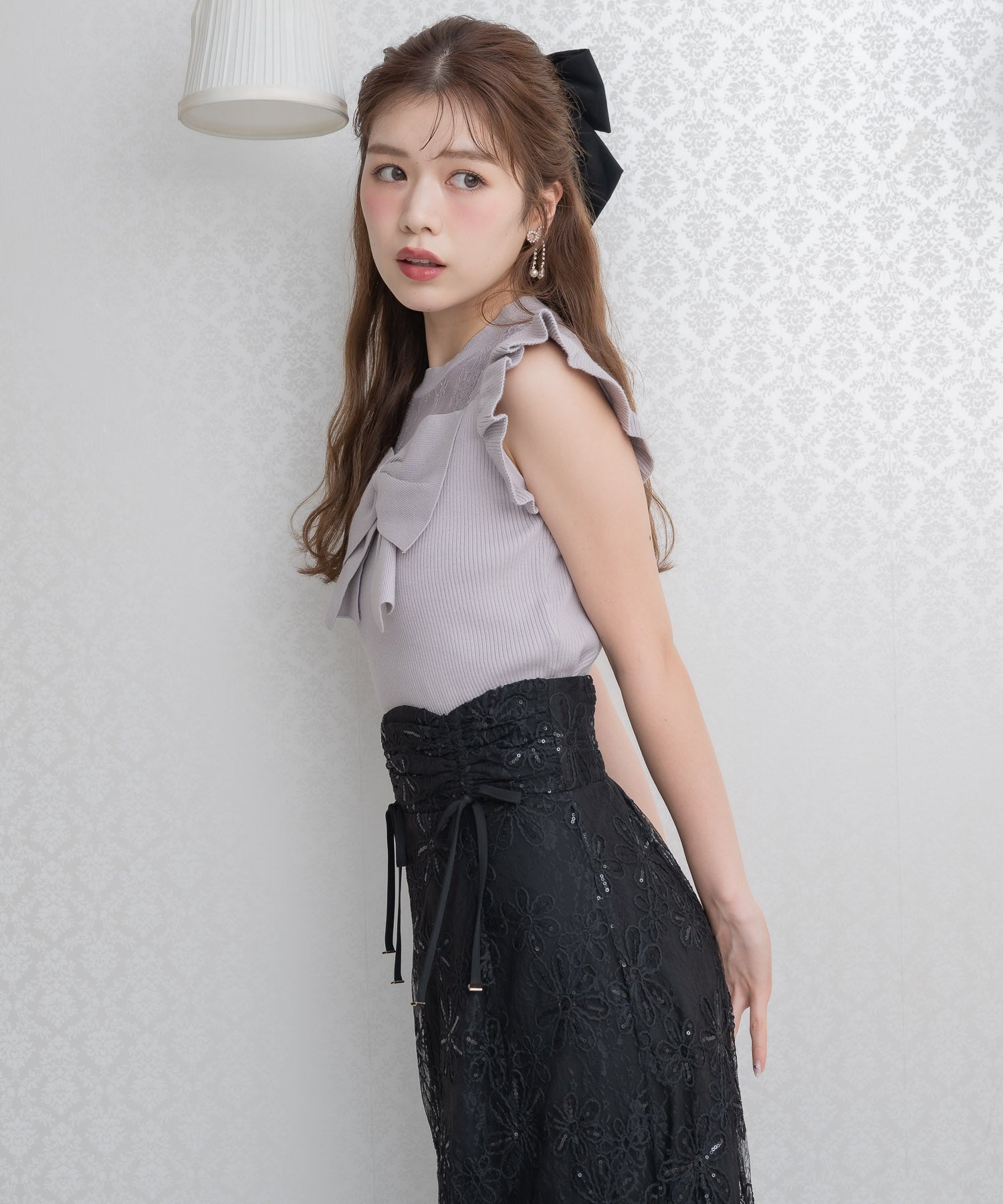 クチュールバイロジータ couture BY ROJITA フラワー刺繍レーシースカート （ブラック） ブラック
