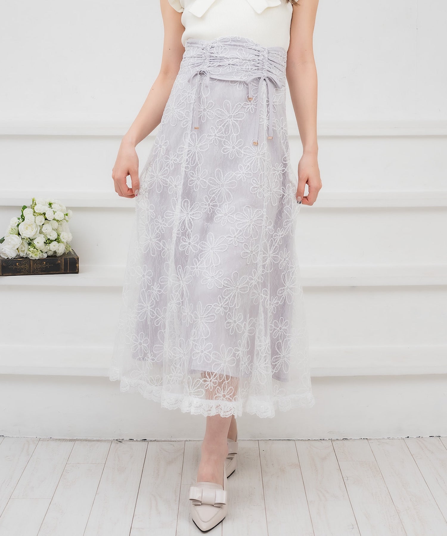 クチュールバイロジータ couture BY ROJITA フラワー刺繍レーシースカート （パープル） パープル