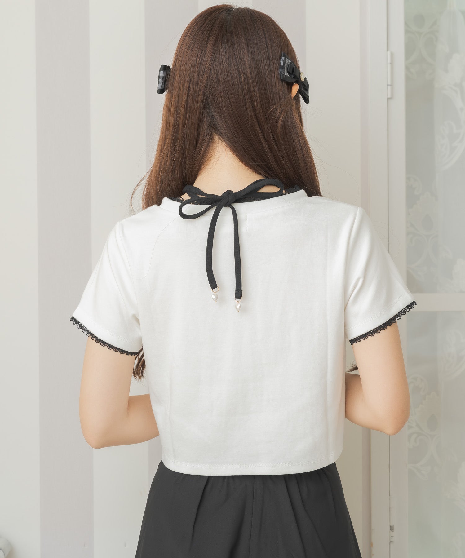 クチュールバイロジータ couture BY ROJITA リボンチョーカー刺繍Tシャツ （ピンク） ピンク