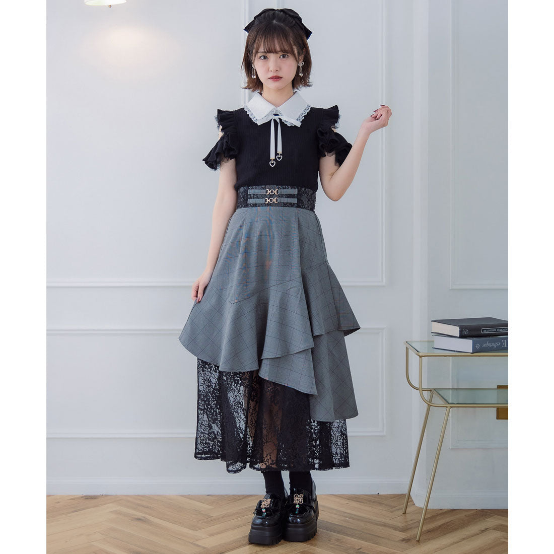 クチュールバイロジータ couture BY ROJITA チェーンバックルレースレイヤードロングスカート （ピンクブラウン） ピンクブラウン