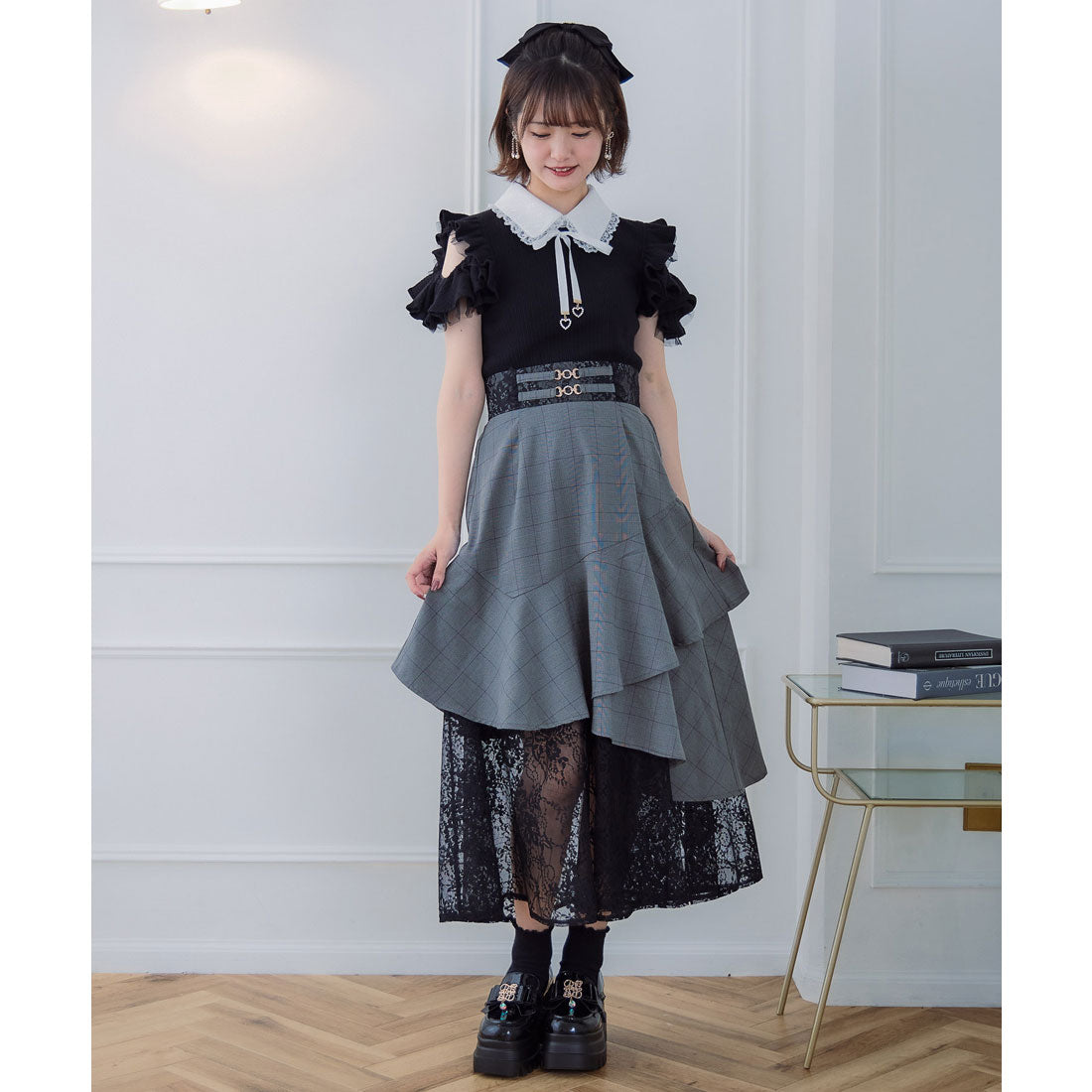 クチュールバイロジータ couture BY ROJITA チェーンバックルレースレイヤードロングスカート （ピンクブラウン） ピンクブラウン