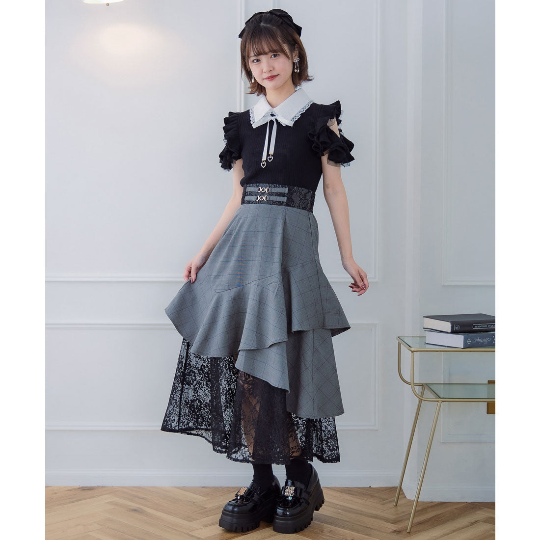 クチュールバイロジータ couture BY ROJITA チェーンバックルレースレイヤードロングスカート （ピンクブラウン） ピンクブラウン
