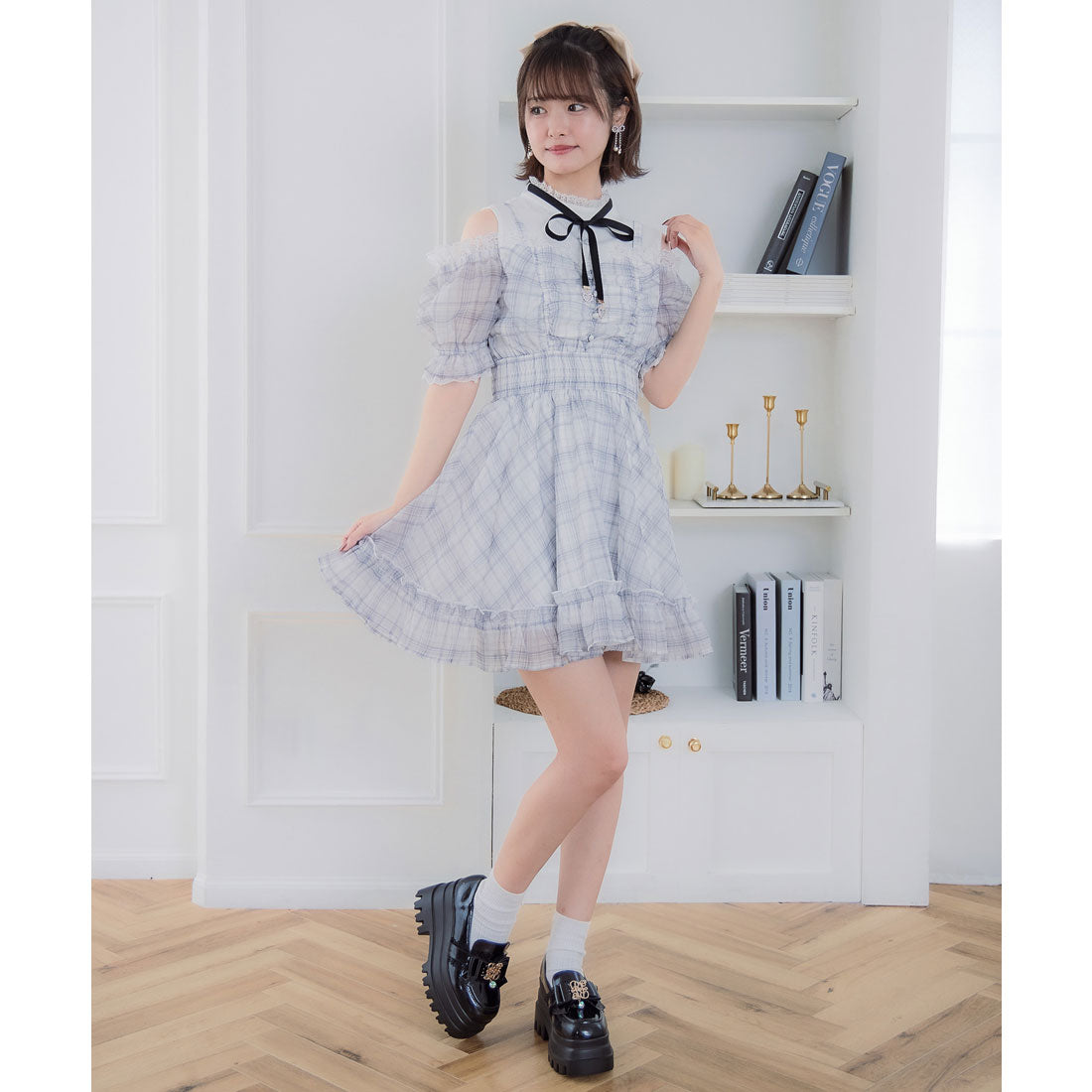 クチュールバイロジータ couture BY ROJITA レイヤード風オフショルワンピース （チェック） チェック