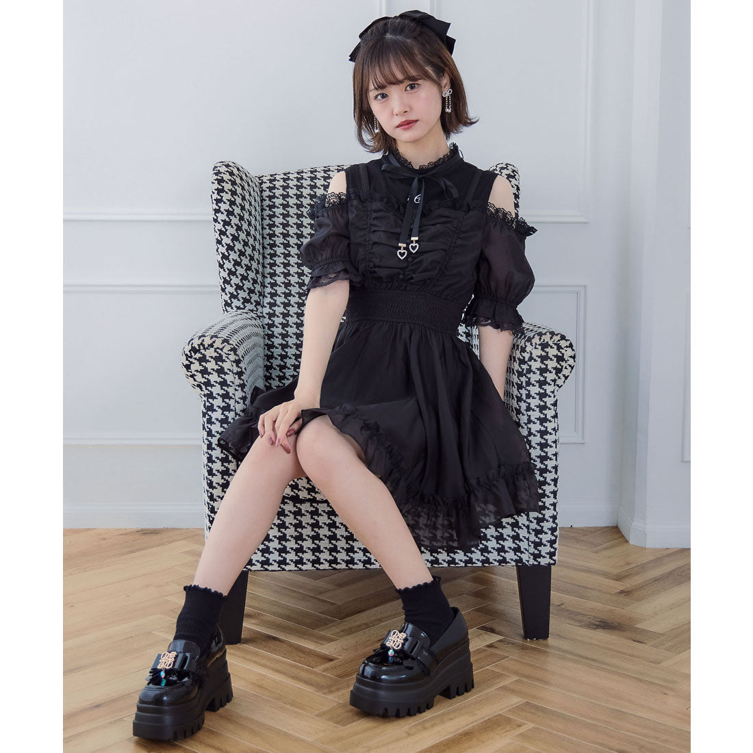 クチュールバイロジータ couture BY ROJITA レイヤード風オフショルワンピース （チェック） チェック