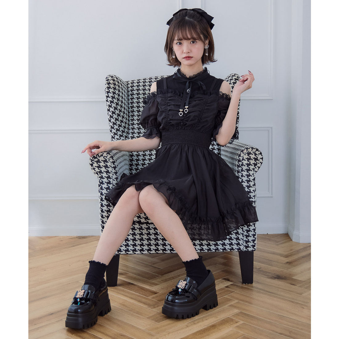 クチュールバイロジータ couture BY ROJITA レイヤード風オフショルワンピース （チェック） チェック