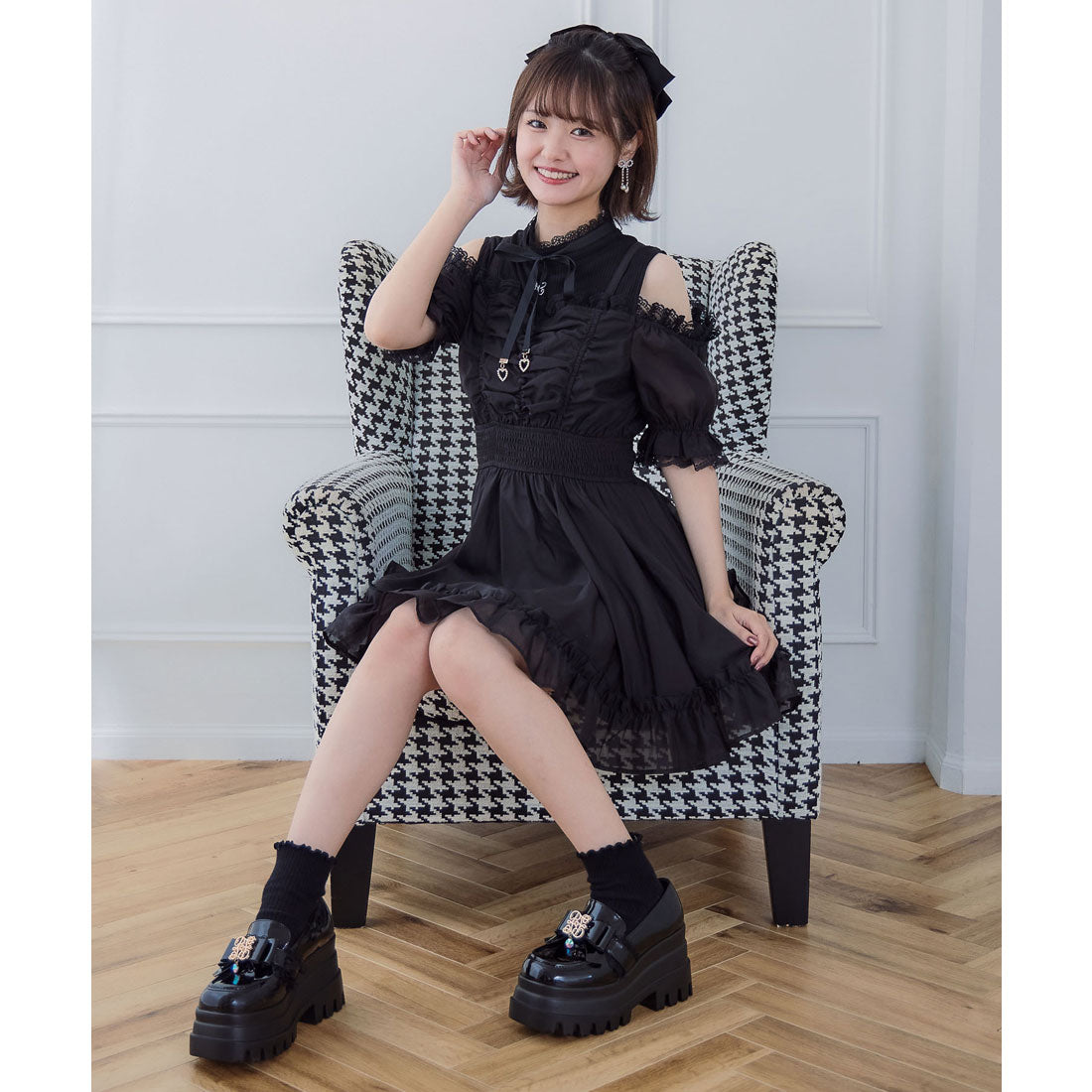 クチュールバイロジータ couture BY ROJITA レイヤード風オフショルワンピース （チェック） チェック