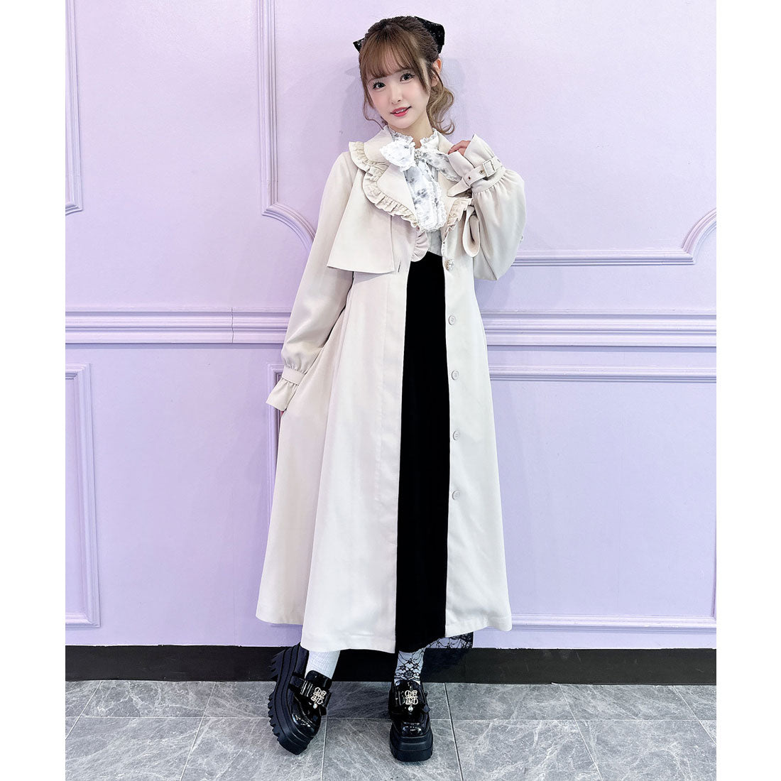 クチュールバイロジータ couture BY ROJITA バックレース切替トレンチコート （ピンク） ピンク