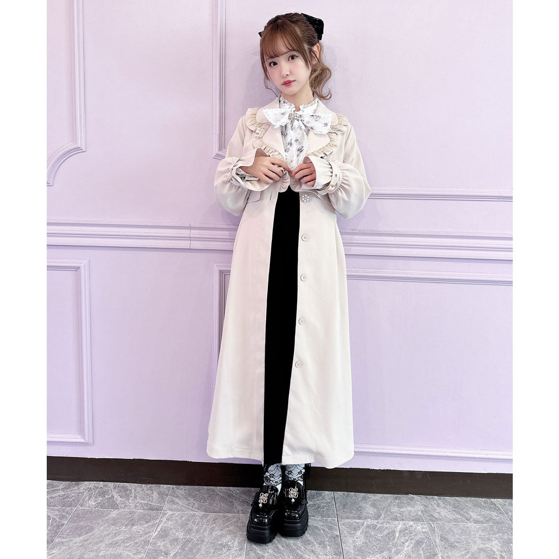 クチュールバイロジータ couture BY ROJITA バックレース切替トレンチコート （ピンク） ピンク