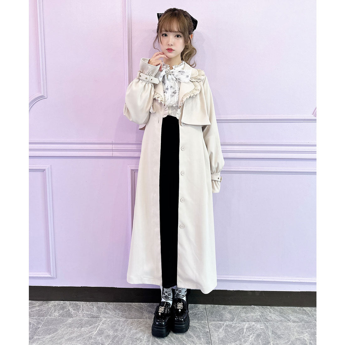 クチュールバイロジータ couture BY ROJITA バックレース切替トレンチコート （ピンク） ピンク