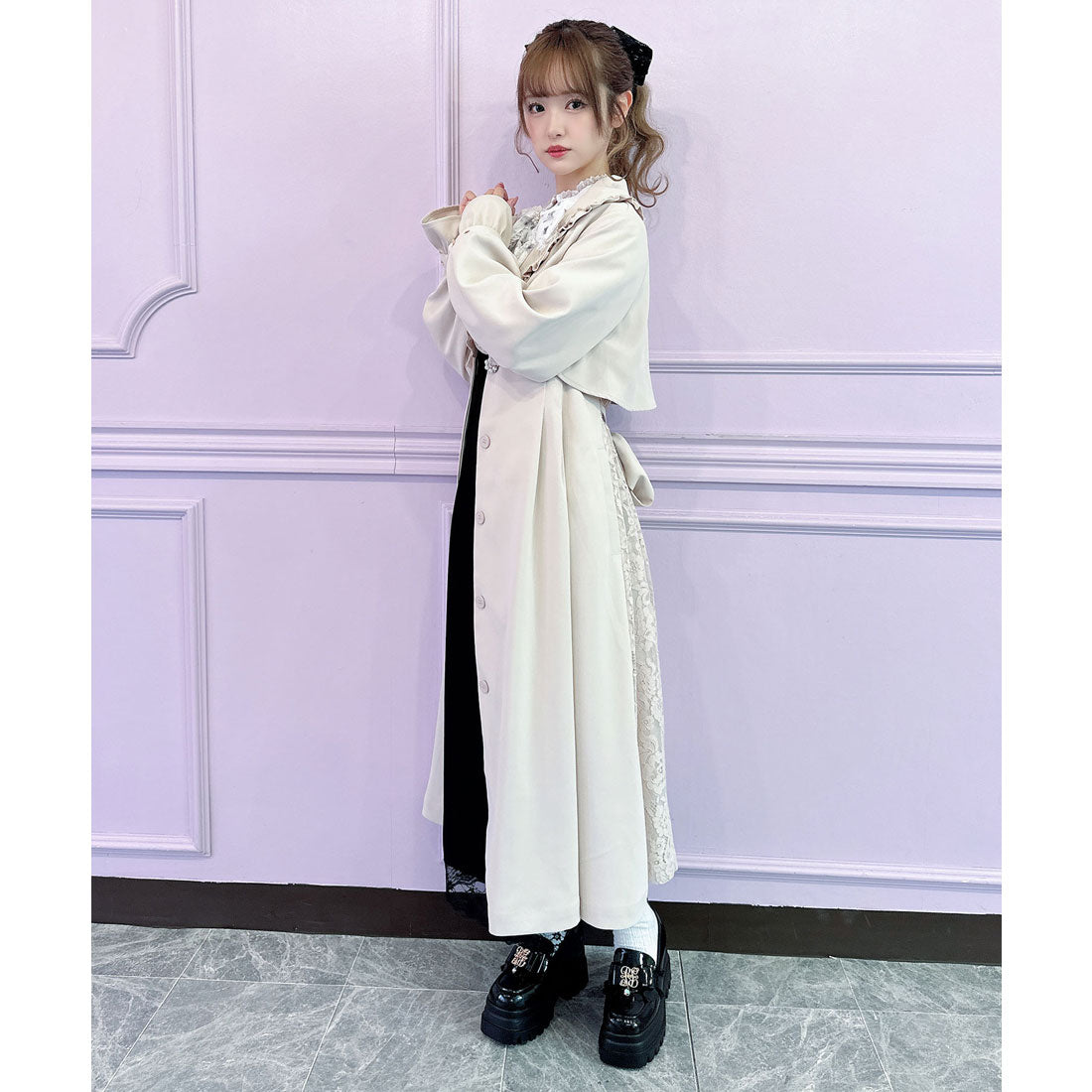 クチュールバイロジータ couture BY ROJITA バックレース切替トレンチコート （ピンク） ピンク