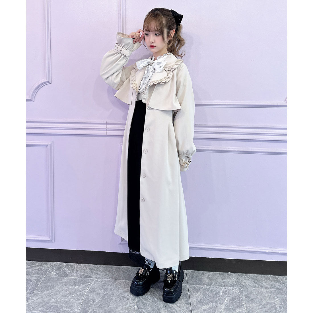 クチュールバイロジータ couture BY ROJITA バックレース切替トレンチコート （ピンク） ピンク