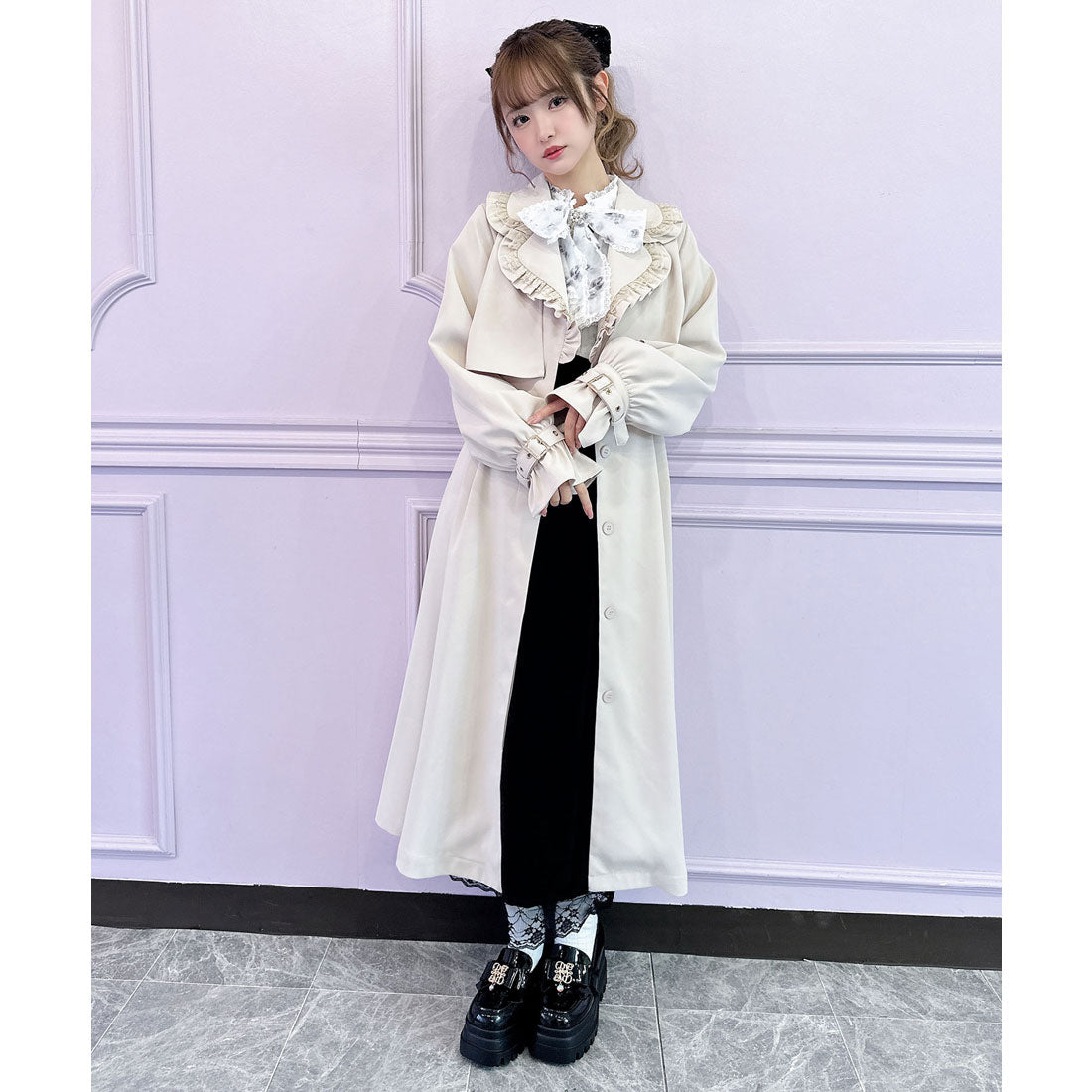 クチュールバイロジータ couture BY ROJITA バックレース切替トレンチコート （ピンク） ピンク