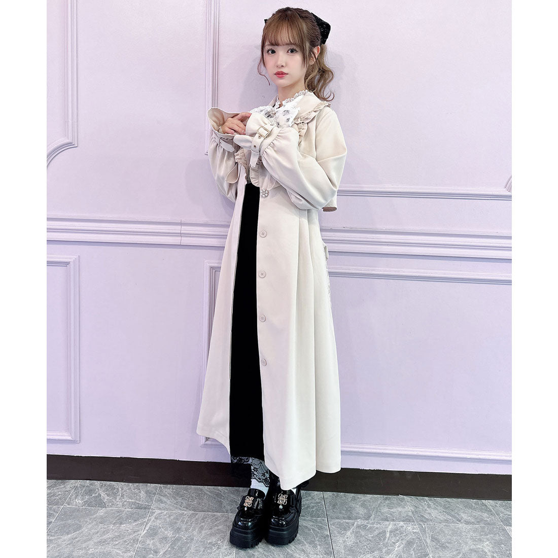 クチュールバイロジータ couture BY ROJITA バックレース切替トレンチコート （ピンク） ピンク