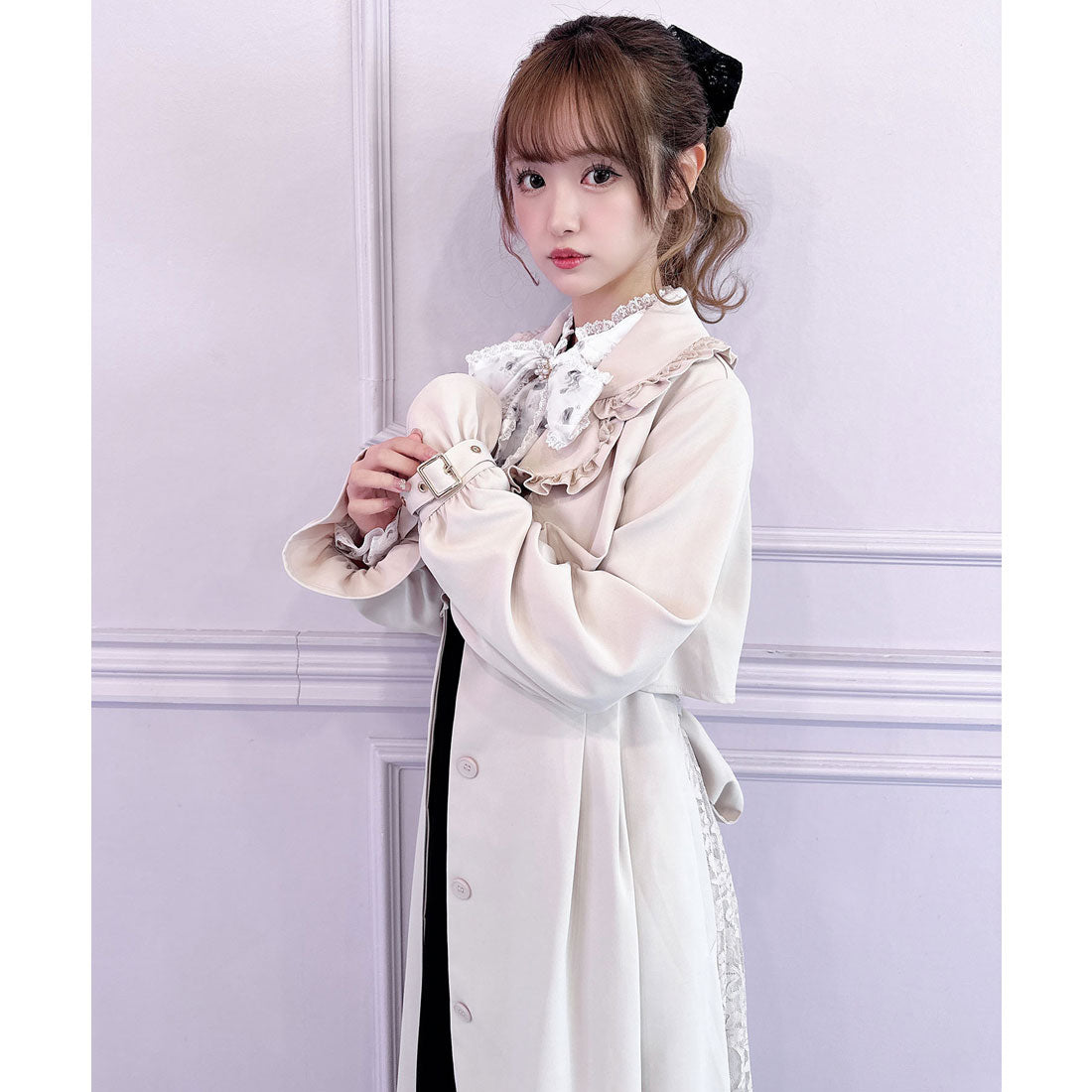 クチュールバイロジータ couture BY ROJITA バックレース切替トレンチコート （ピンク） ピンク