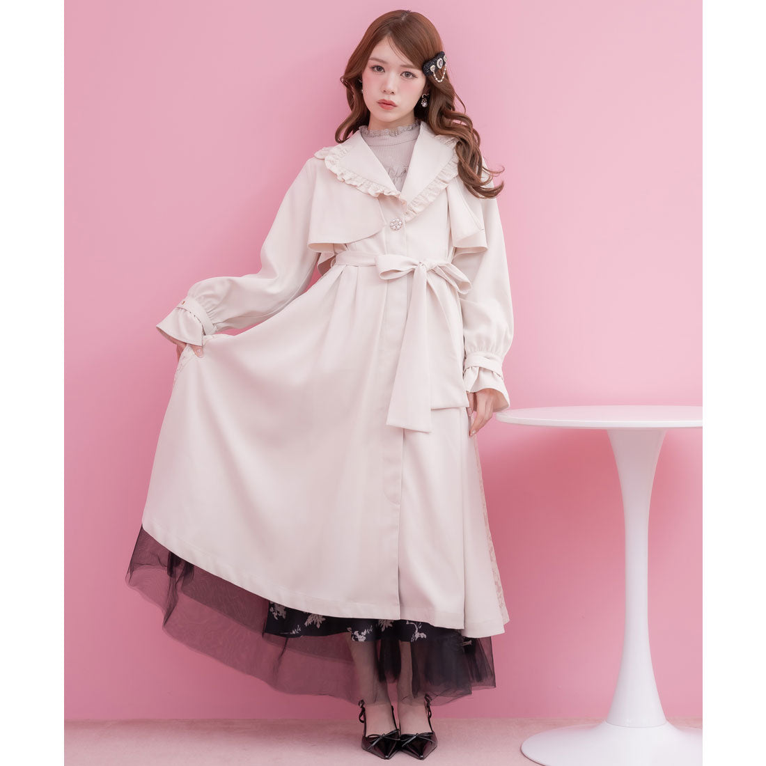 クチュールバイロジータ couture BY ROJITA バックレース切替トレンチコート （ベージュ） ベージュ