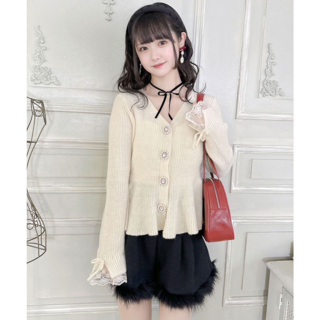 クチュールバイロジータ couture BY ROJITA ペプラムラメニットカーディガン （アイボリー） アイボリー