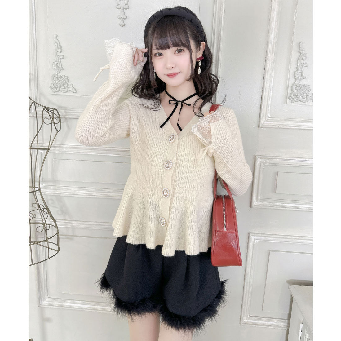 クチュールバイロジータ couture BY ROJITA ペプラムラメニットカーディガン （アイボリー） アイボリー