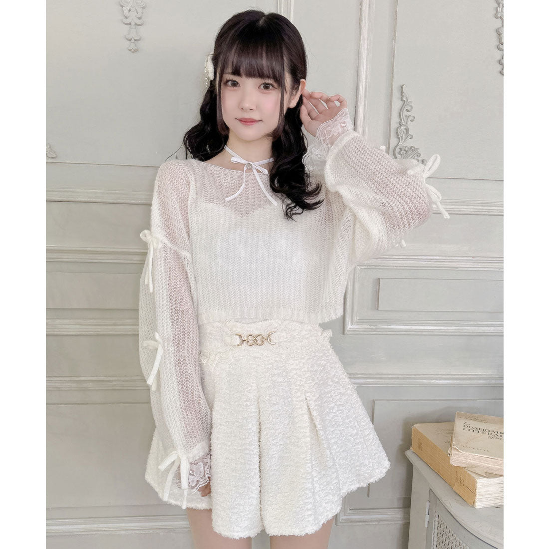 クチュールバイロジータ couture BY ROJITA ビット付きフレアショートパンツ （アイボリー） アイボリー