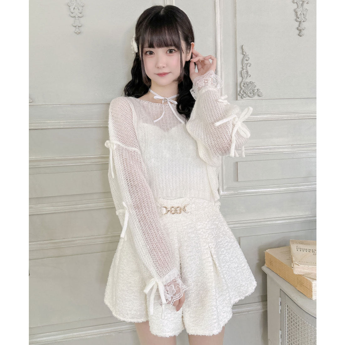 クチュールバイロジータ couture BY ROJITA ビット付きフレアショートパンツ （アイボリー） アイボリー
