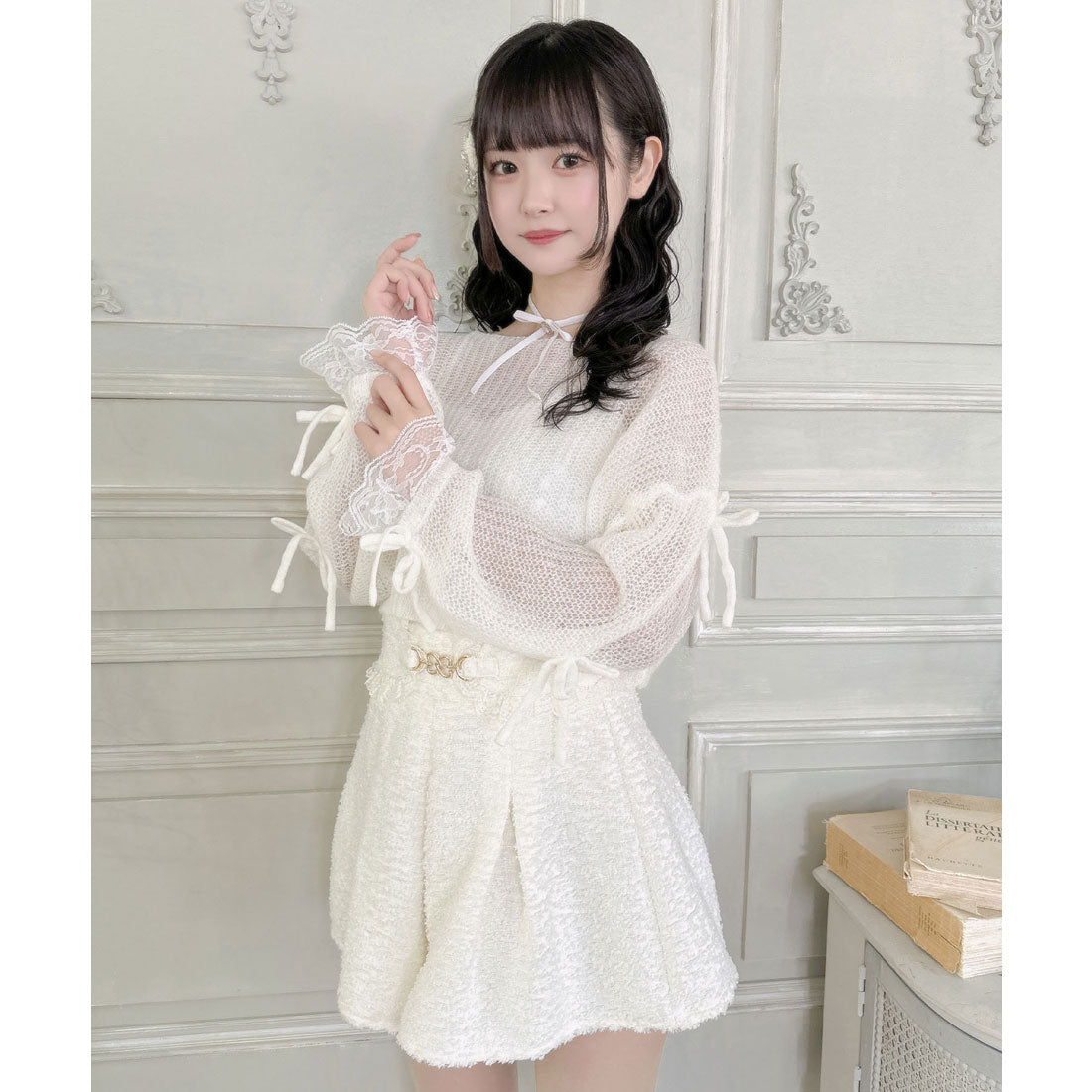 クチュールバイロジータ couture BY ROJITA ビット付きフレアショートパンツ （アイボリー） アイボリー