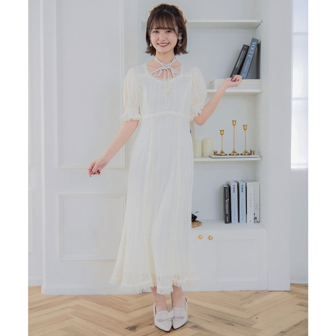 クチュールバイロジータ couture BY ROJITA レーシーチェックワンピース （アイボリー） アイボリー