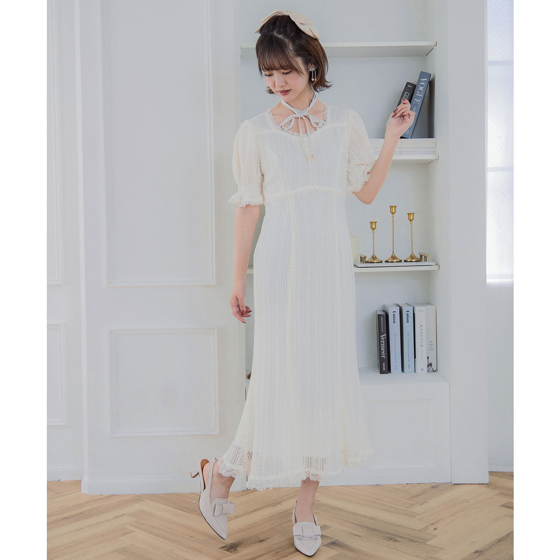 クチュールバイロジータ couture BY ROJITA レーシーチェックワンピース （アイボリー） アイボリー